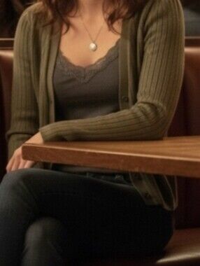 Abercrombie & Fitch Olive Ribbed Cardigan, Large, Elena Gilbert TVD Aesthetic